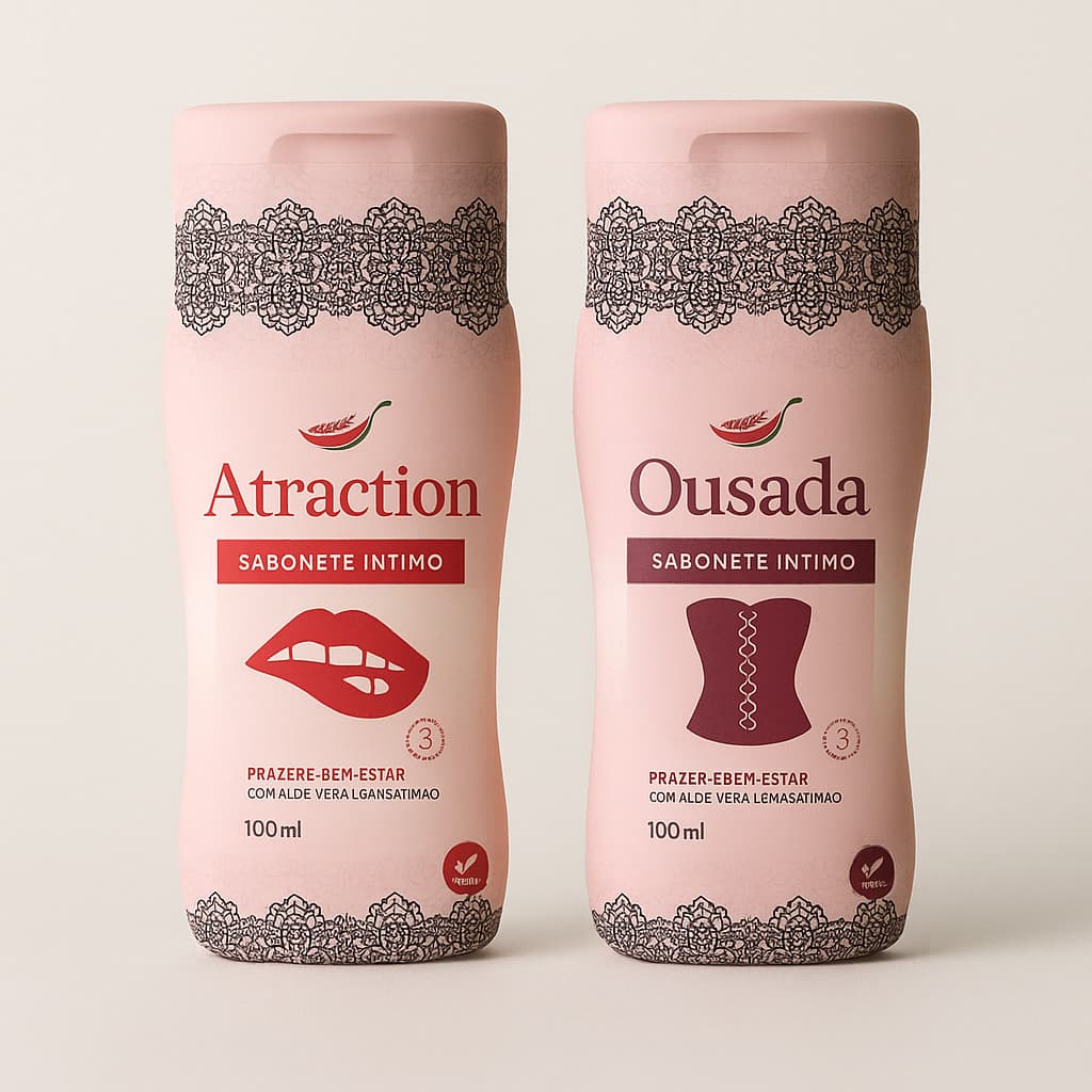 Kit Sabonete Intimo Feminino Ousada E Atraction Com O pH Balanceado 100ml Chillies