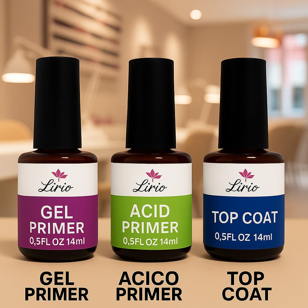 kit preparadores de unha de gel top coat primer acid primer gel lirio original acabamento perfeito 14 ml