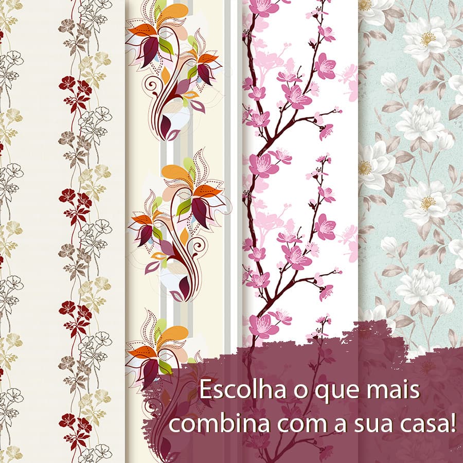 Papel de Parede para quartos Listrado Floral com Rosas Toque delicado encantador