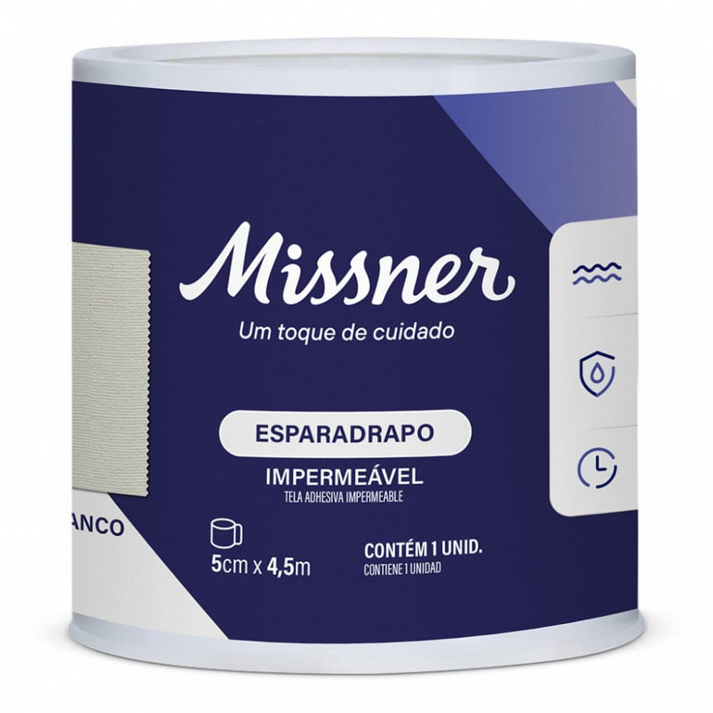 Esparadrapo Impermeável Branco Missner 5cm x 4,5m