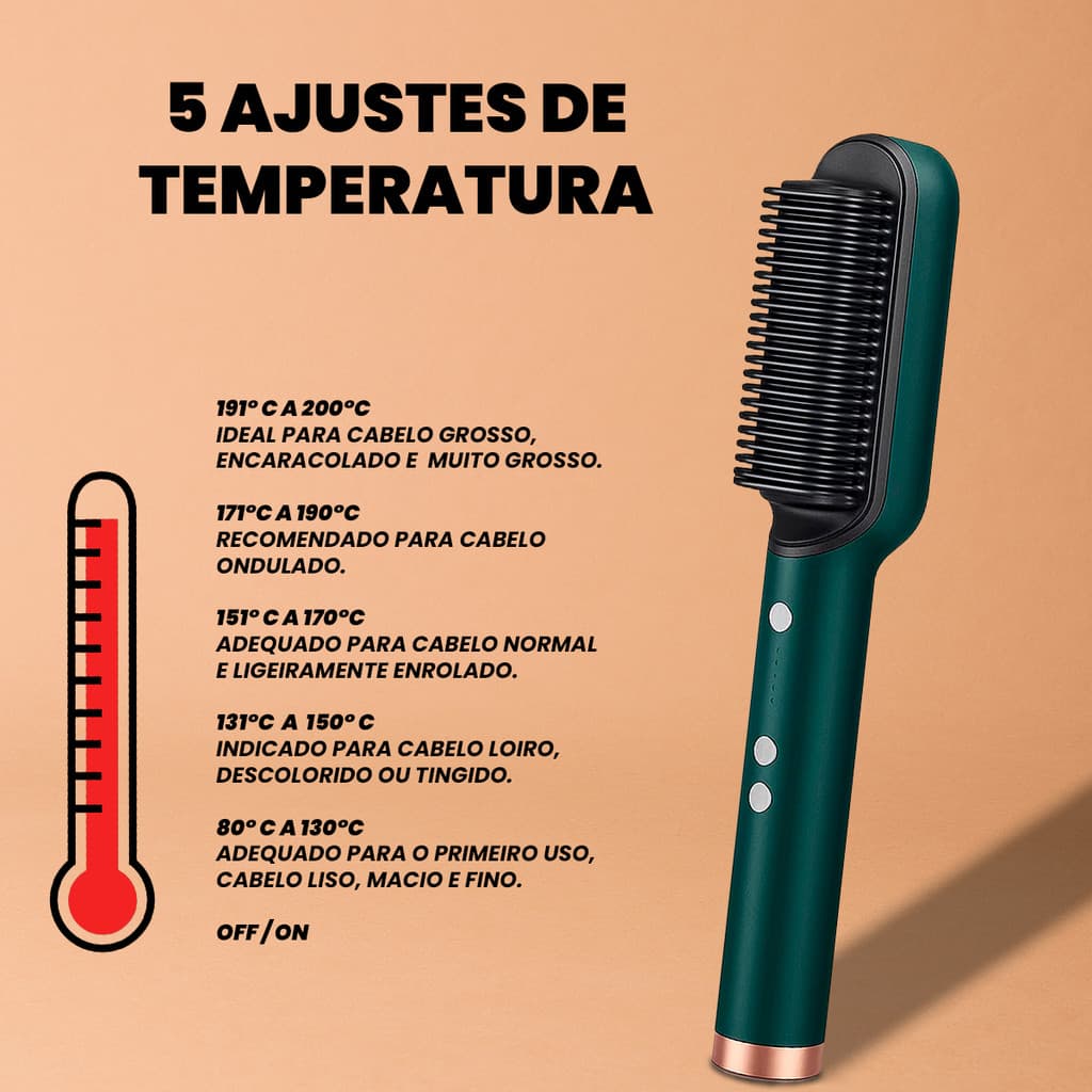Escova Elétrica Alisadora  Modeladora  Funções 5 em 1  Bivolt Automático