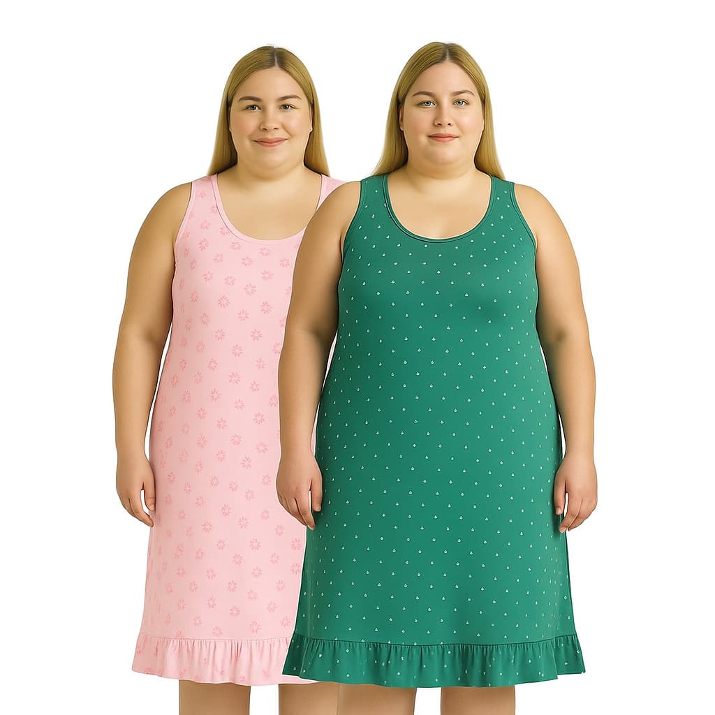 Kit 2 Camisola Feminina Estampada de Malha Senhora Até o Plus Size Estampa Sortida Confortável Verão