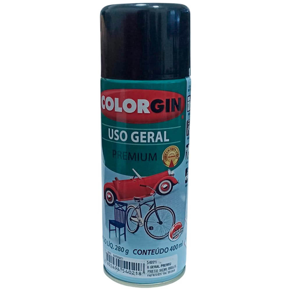Kit Tinta Spray Preto Semibrilhante Decor 4 Unidades Ref 54021 - COLORGIN
