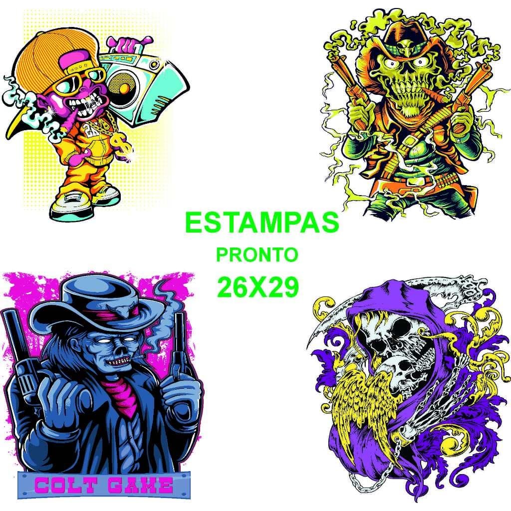 DTF Pronto Impressao Para Estampar Impressão Pronta So Aplicar 4 Imagens 26x29 Premium Promoção Envio no Mesmo Dia