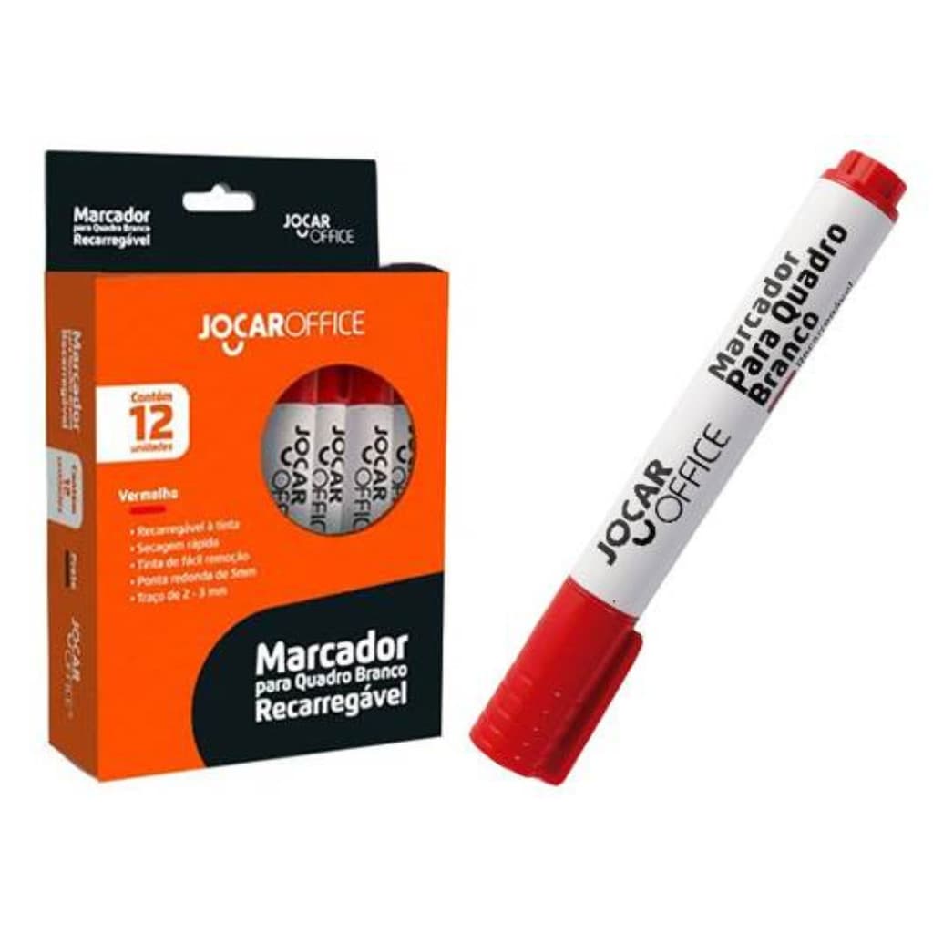 MARCADOR PARA QUADRO BRANCO JOCAROFFICE-RECARREGAVEL VERMELHO