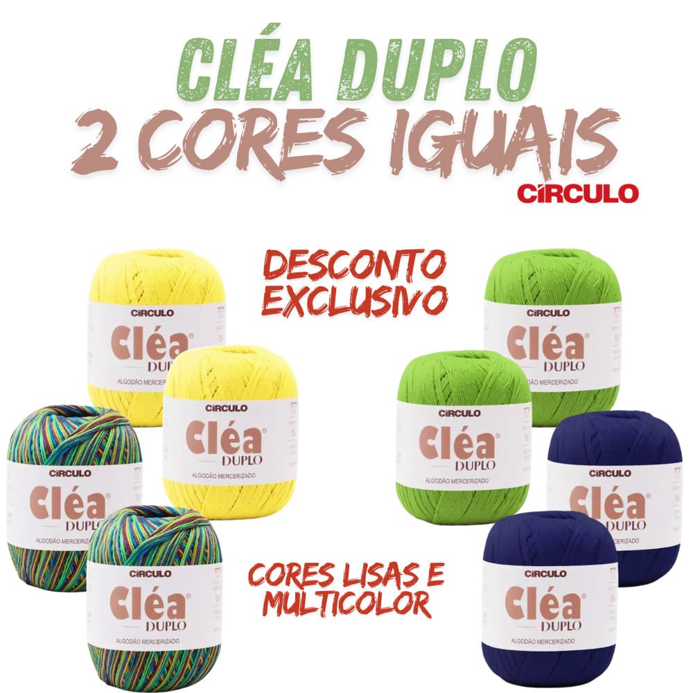 Kit de Linha Fio Cléa Duplo 508m - 150g Circulo - kit com 2 cores iguais