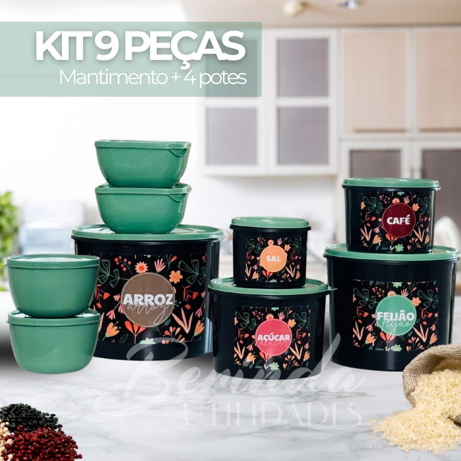 Potes de Arroz e feijão 9 peças Cozinha Completa e Elegante
