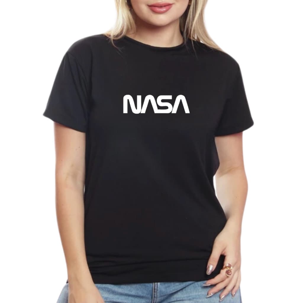 Camiseta Baby Look T-Shirt Cor Preta Modelo: "Nasa" BAB-1045-PT ! NESTAR