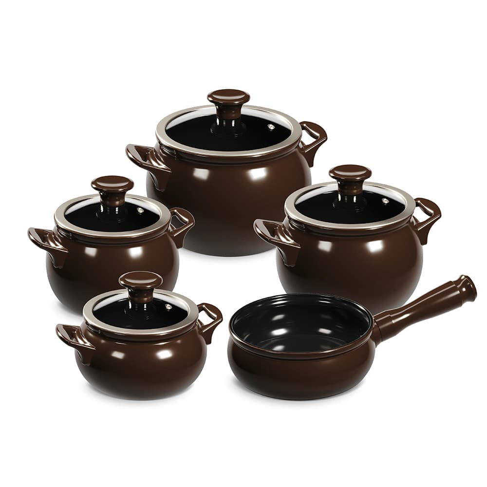 Jogo De Panelas De Cerâmica New Premiere Joy 5 Pcs - Chocolate