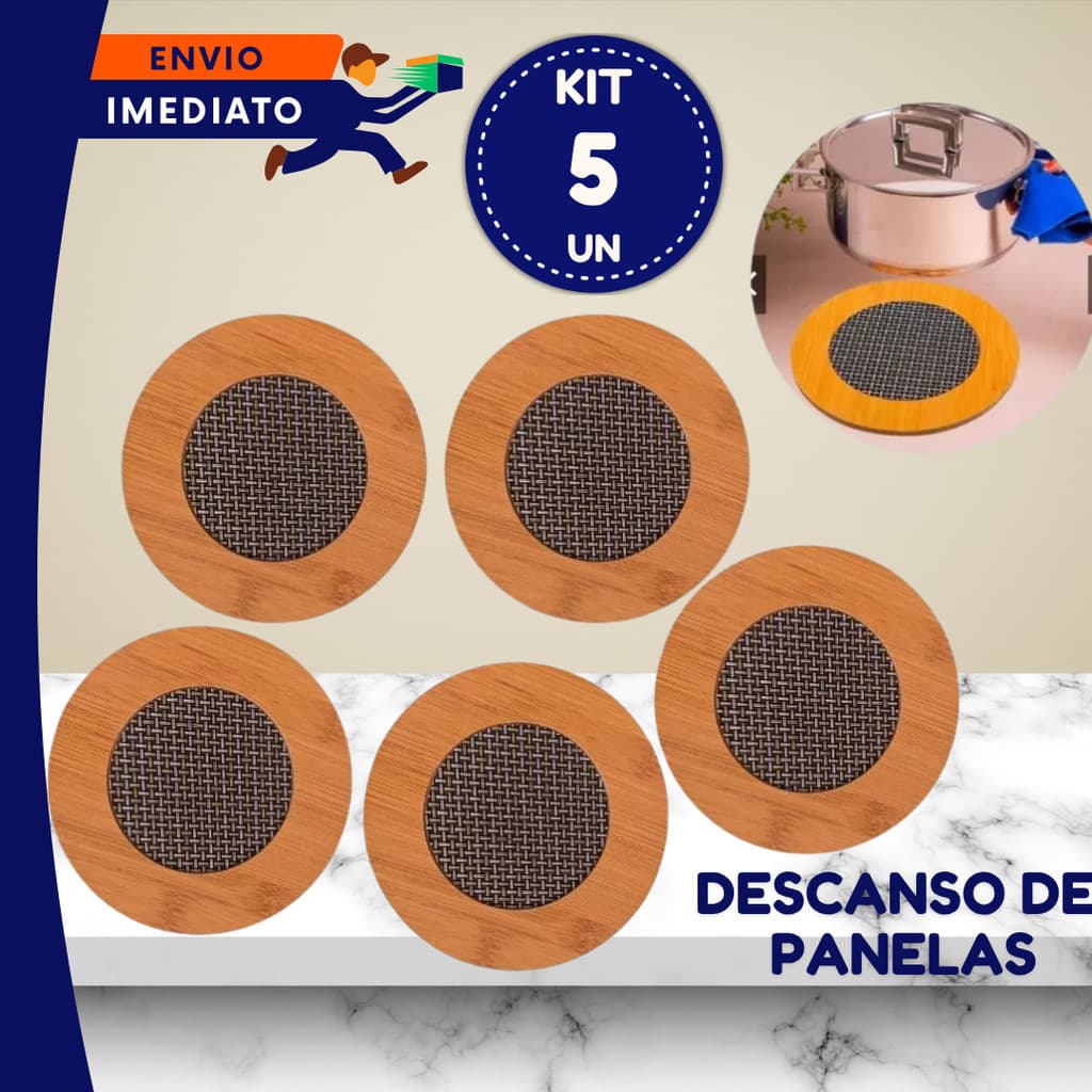 OFERTA Jogo 05 Un Descansos de Panela em Bambu - Design e Praticidade em Cada Refeição Descanso Tigela Jogos Americanos