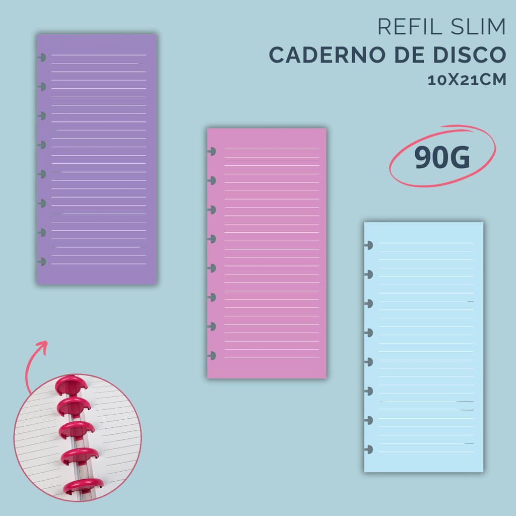 Refil Slim para Caderno de Disco (Caderno Inteligente) 10x21