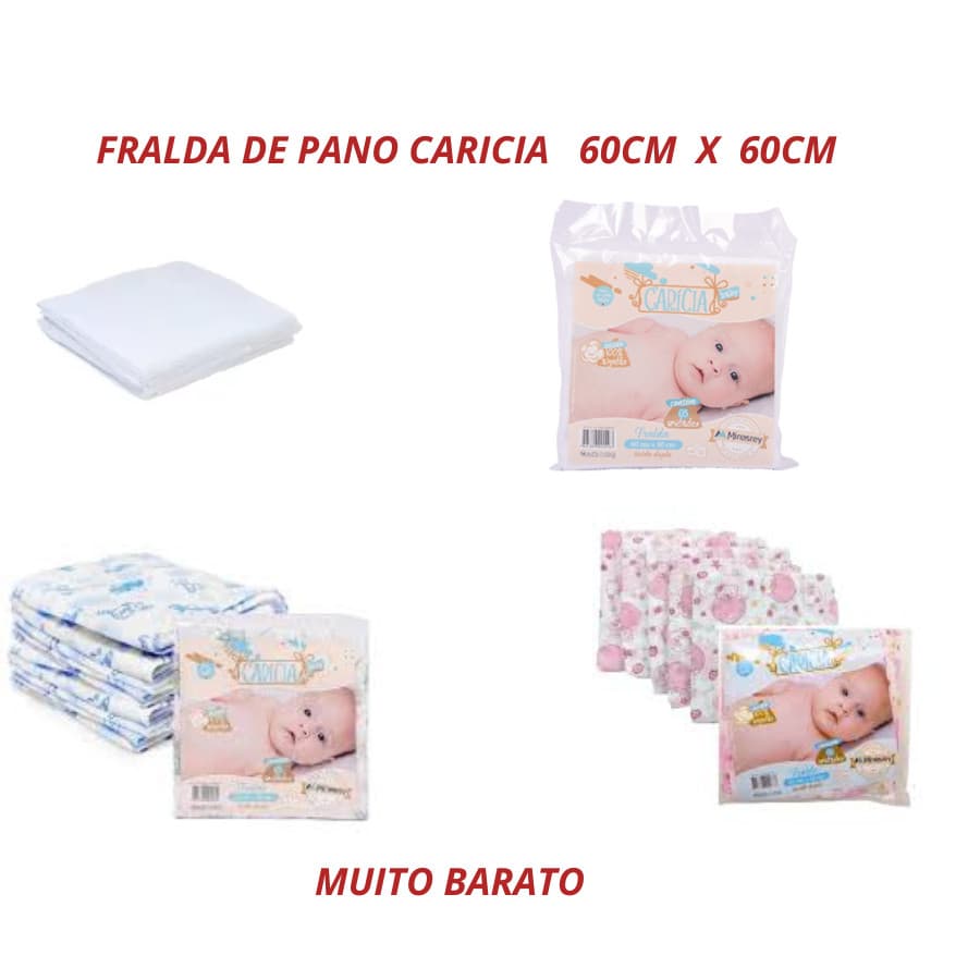FRALDA DE PANO BEBE CARICIA 5 UNIDADES