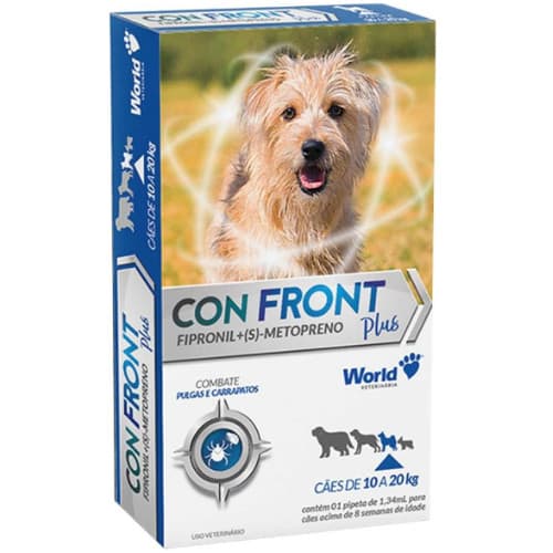 Antipulgas e Carrapatos Para Cães de 10 a 20kg Confront Plus World Pipeta de 1,34ml.