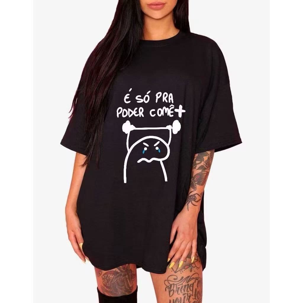 Camiseta Feminina Premium Academia Treino pra comer Meme 100% Algodão Envio Imediato