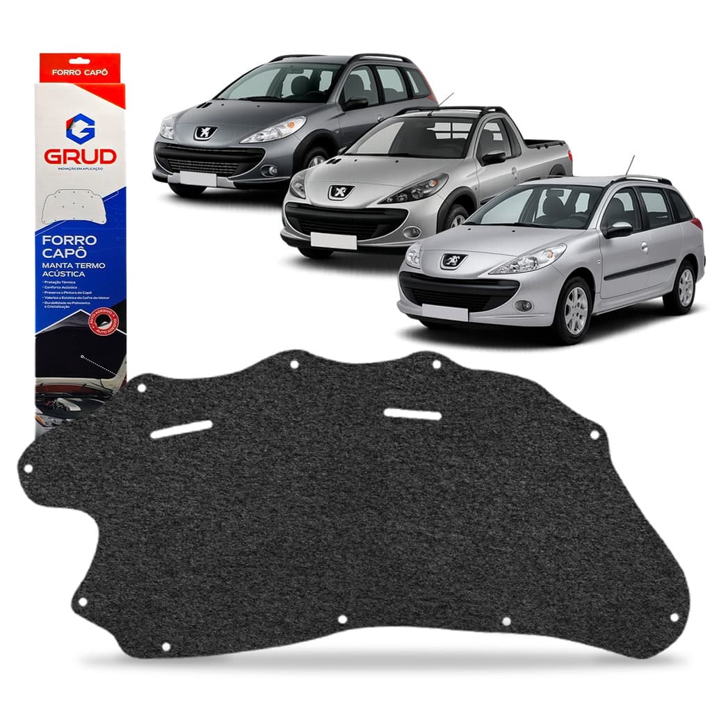 Manta Forro de Capô Peugeot 207 Escapade Hoggar 2007 A 2015  Isolamento Premium Com Presilhas Grud