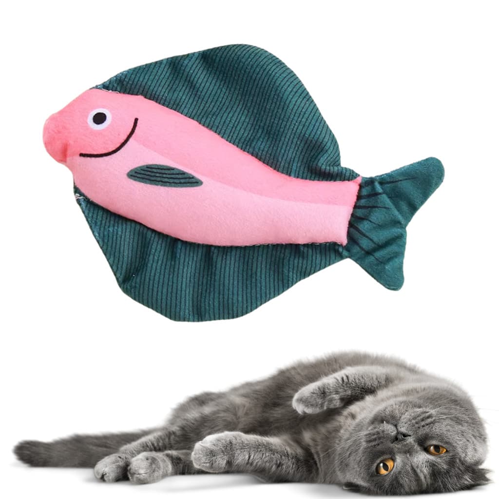 Brinquedo De Pelúcia Para Gatos Em Forma De Peixe Com Sininho