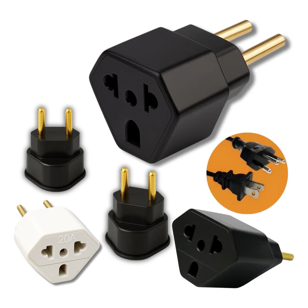 Adaptador Tomada Triangular Pino Benjamin Tê Universal 10a/20a Bivolt Tripolar Chato T Macho