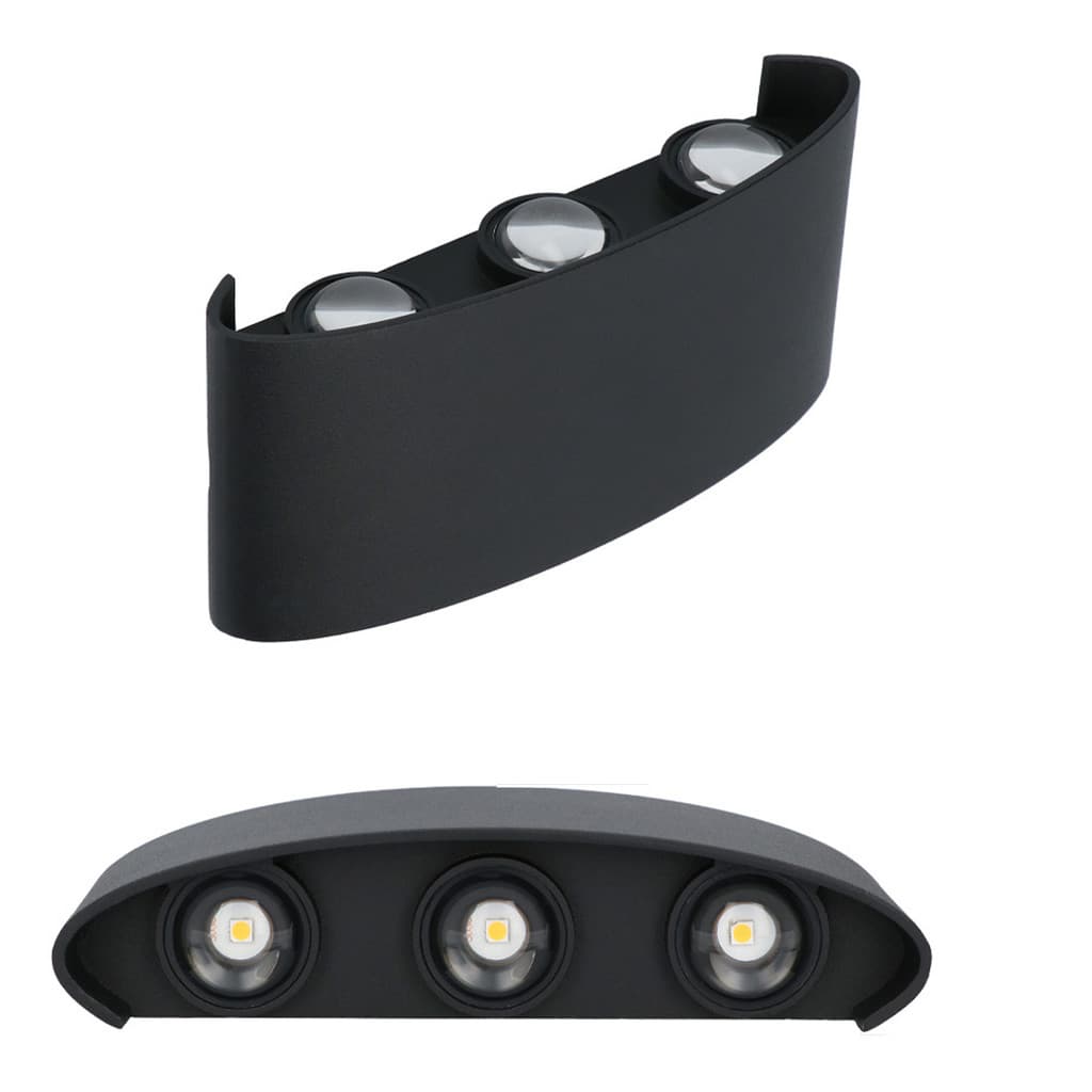 Arandela LED 6W Externa Decorativa Parede Facho Duplo Luz Quente 3000K IP65 Preto Moderna