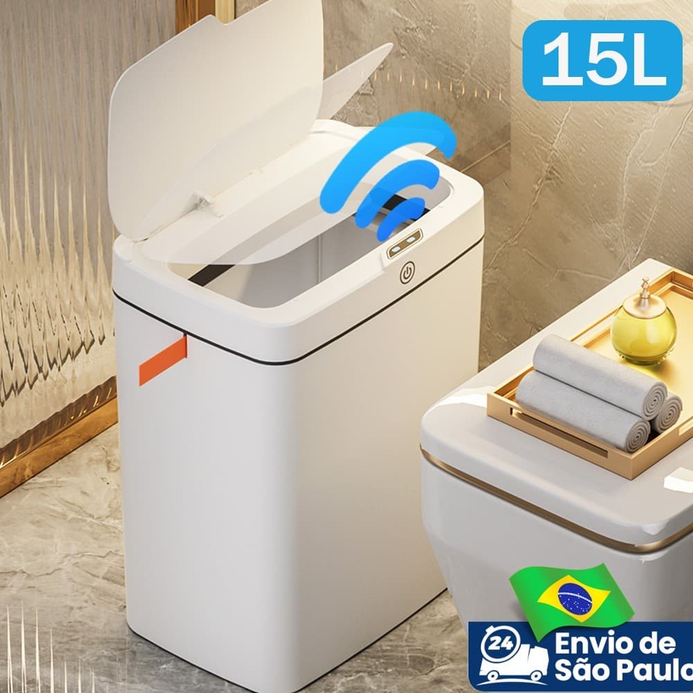 Lixeira Inteligente com Sensor Automática 15 Litros Banheiro Cozinha