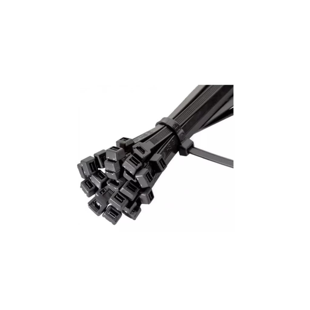 100 ABRACADEIRA DE NYLON PLASTICA CINTA 30CM PRETA LARGA COR PRETO