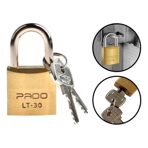 Cadeado De Latão Pado Lt - 30mm 2 Chaves Não Enferruja