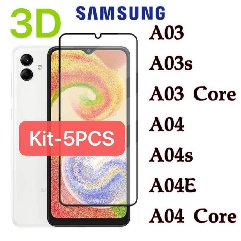 Película De Vidro 3D Samsung Galaxy A Todos os modelos A03 A03s A03Core A04 A04E A04s A04CORE