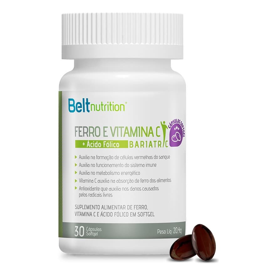 Belt Ferro, Vitamina C + Ácido Fólico Bariatric Sem Sabor