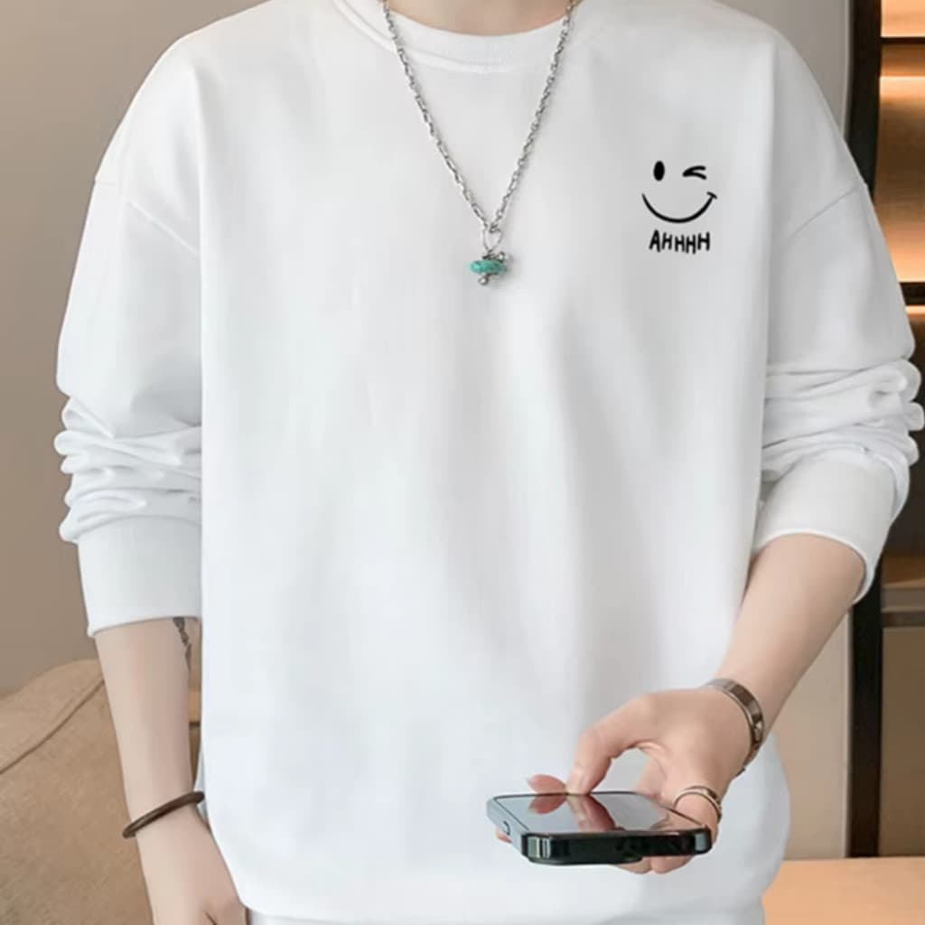 Moletom Estiloso com Estampa Criativa  Smile Winking Estilo Jovem