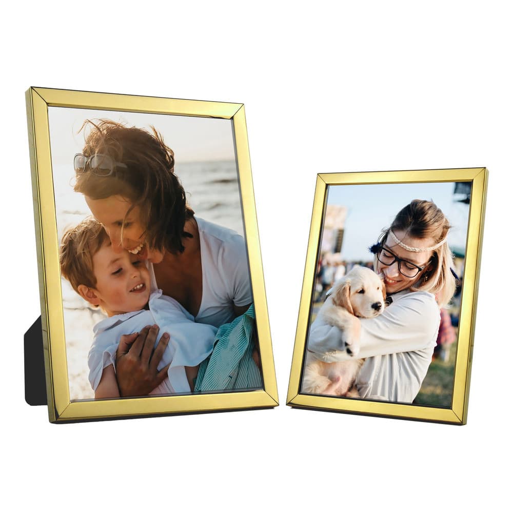 Kit 2 Porta Retratos Foto 15x20 e 20x25 Dourado Metal