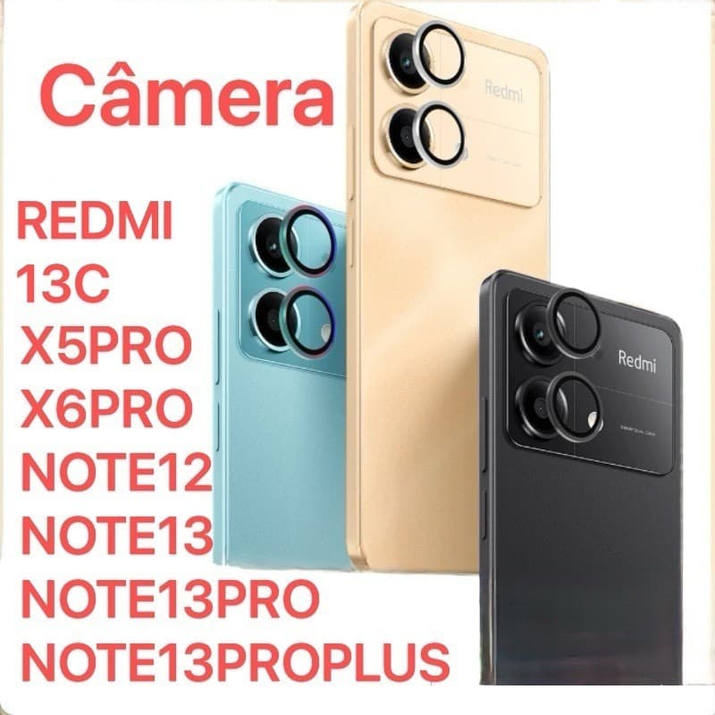 Kit Película De Câmera Lisa CD/ Protetor da Lente Xiaomi Redmi NOTE 13/NOTE13PRO/NOTE13PROPLUS/NOTE124G/X5PRO/X6 PRO
