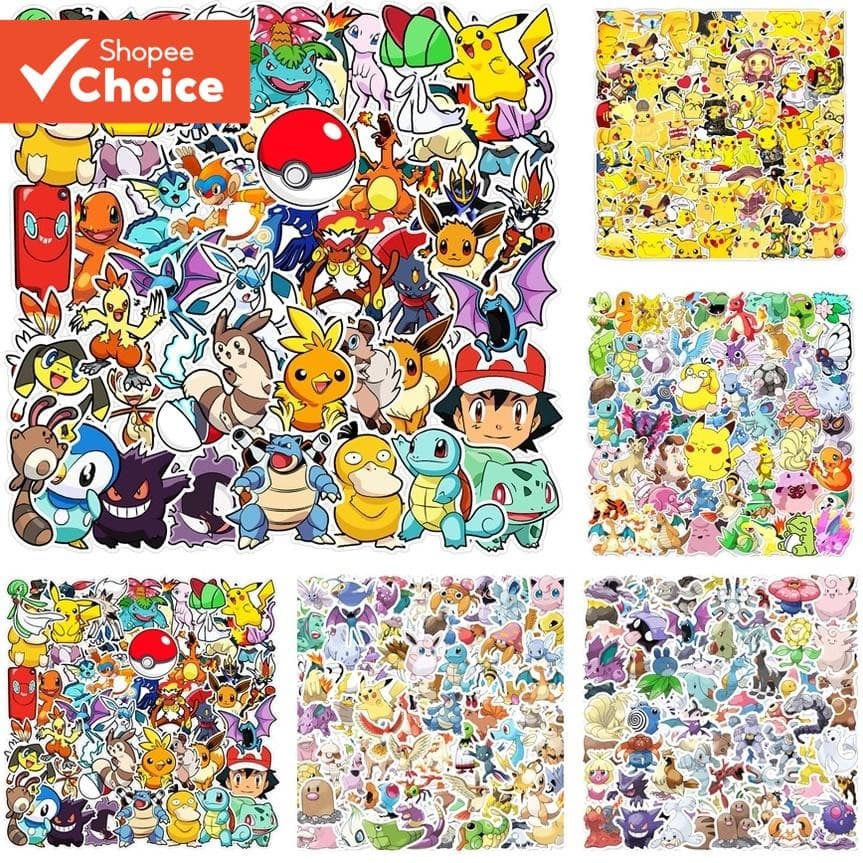 Adesivos À Prova D'água Pokémon Kawaii Pikachu 100/80/50 Unidades Para Skate Bicicleta Guitarra Laptop Decalque