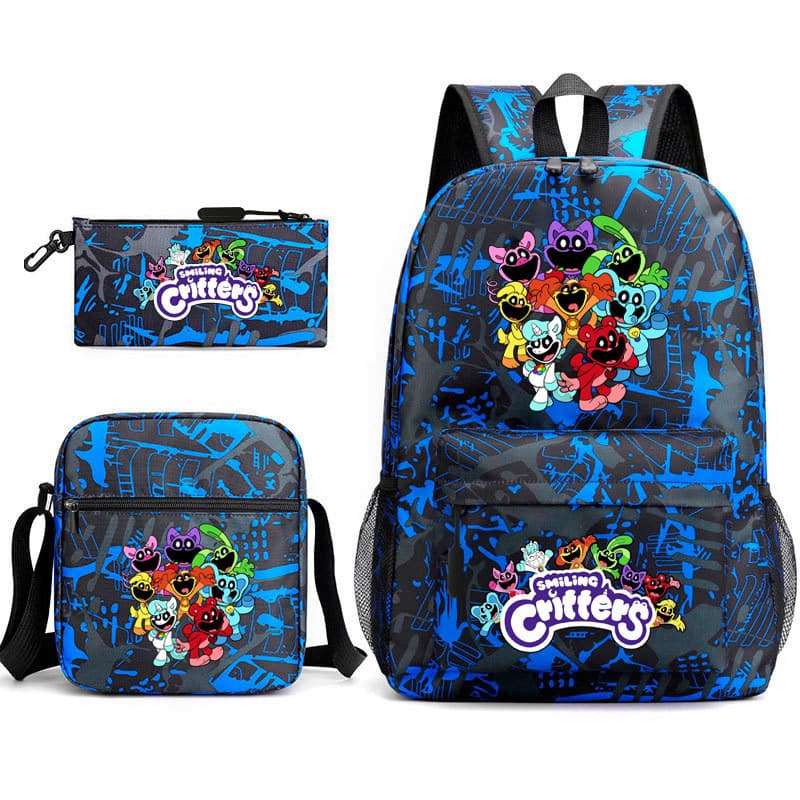 Mochila de Volta às Aulas de Estudante da Escola Primária com Criaturas Sorridentes e Céu Estrelado, Mochila Casual de O