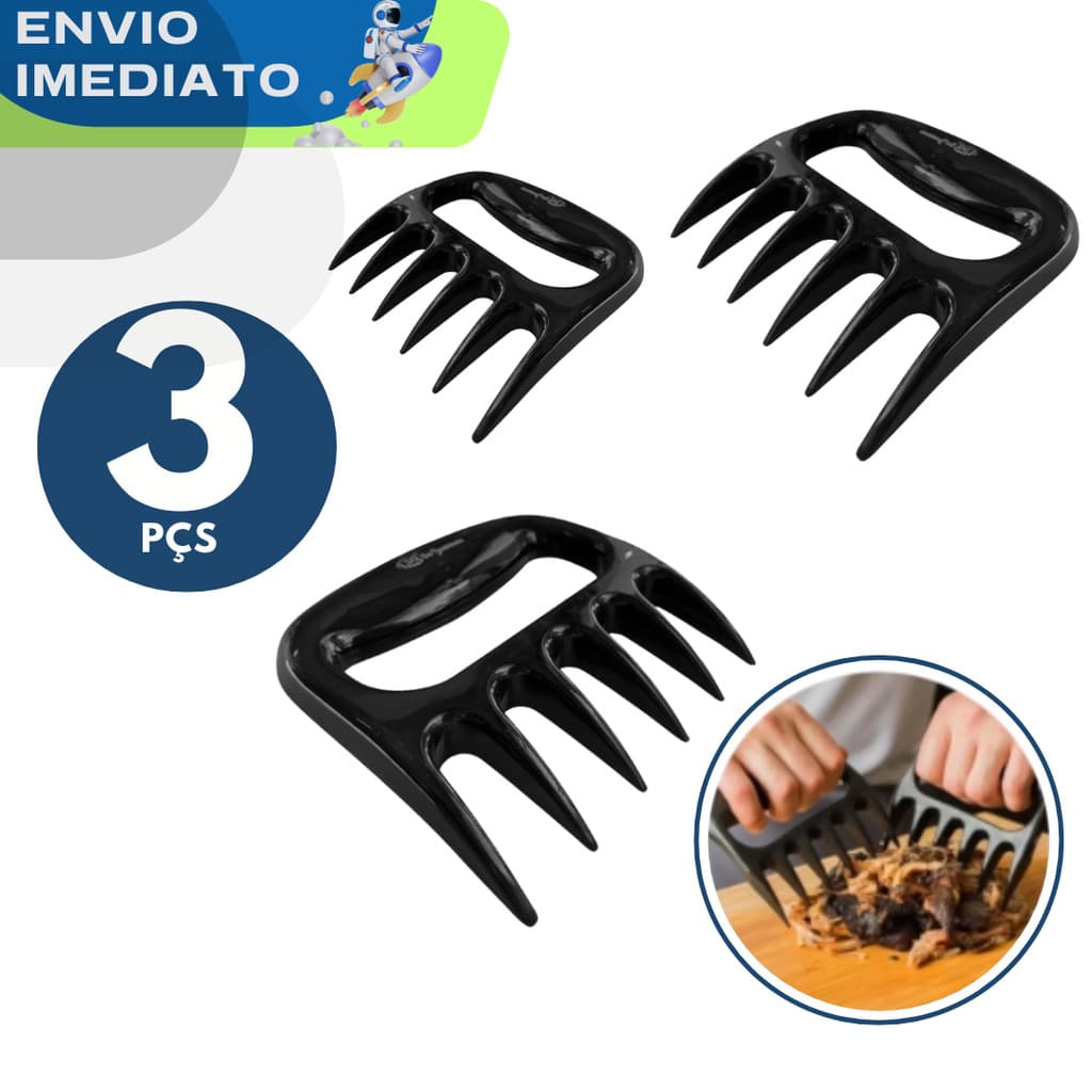KIT 3 Garra de Urso Resistente Desfiar Desfiador Carne Frango Porco Saladas Churrascaria Restaurante Churrasco Cozinha
