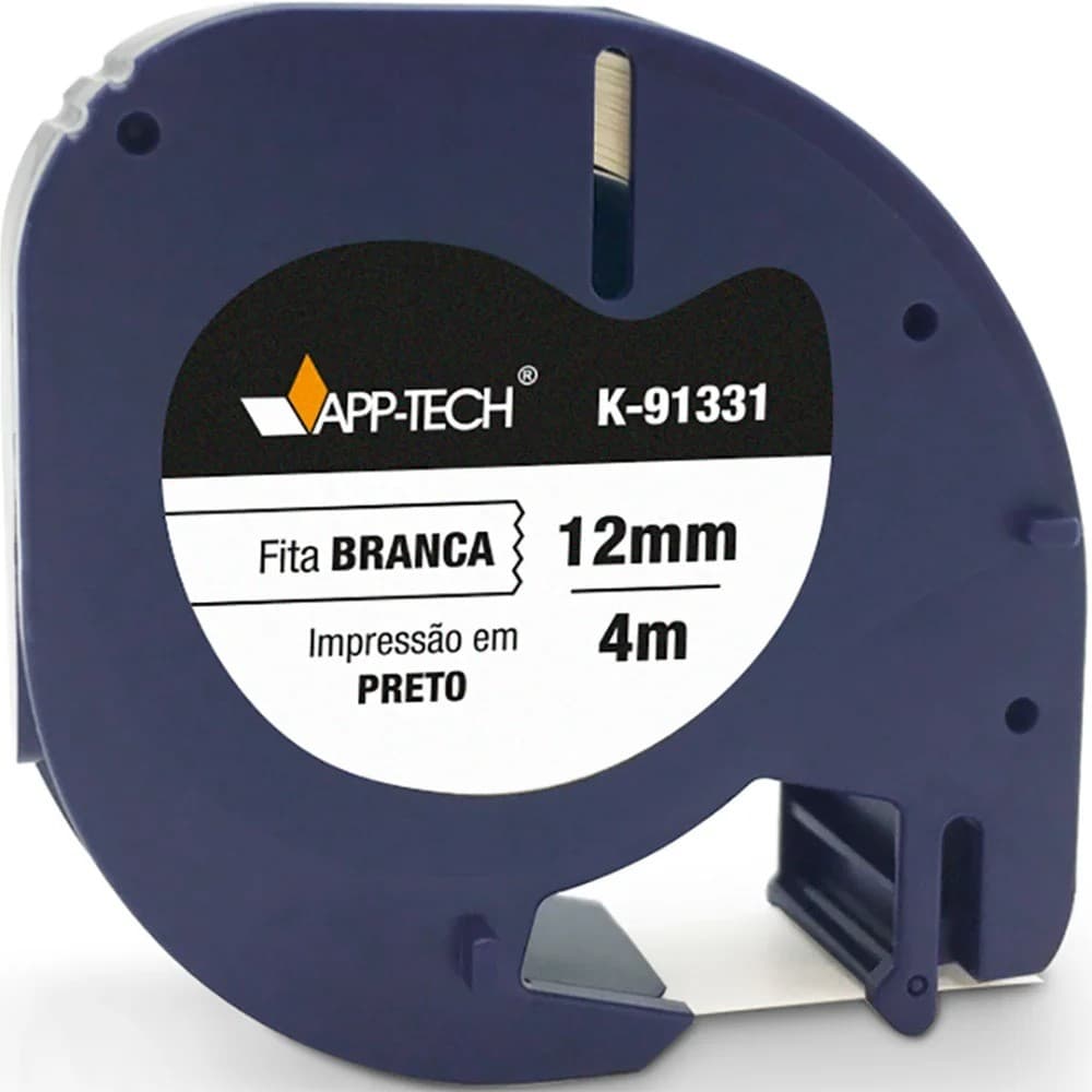 Fita para Rotulador Dymo 12mm x 4m Escrita Preta App-tech