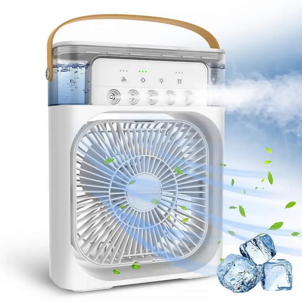 Refrigerador de ar portátil, ventilador, umidificador, LED, reservatório de água grande, USB