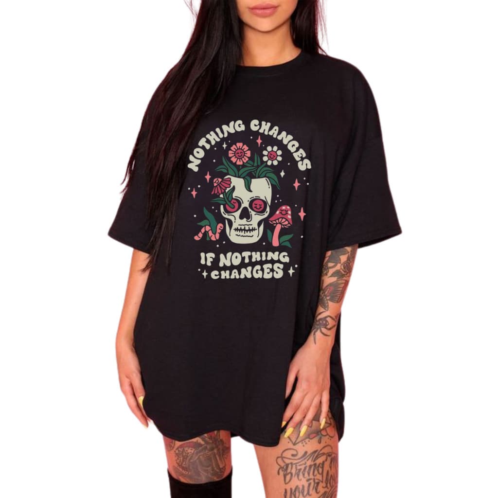 Camiseta Premium em Algodão Puro SISI Camisa Feminina Oversized Caveira Estampada Estilosa Streetwear