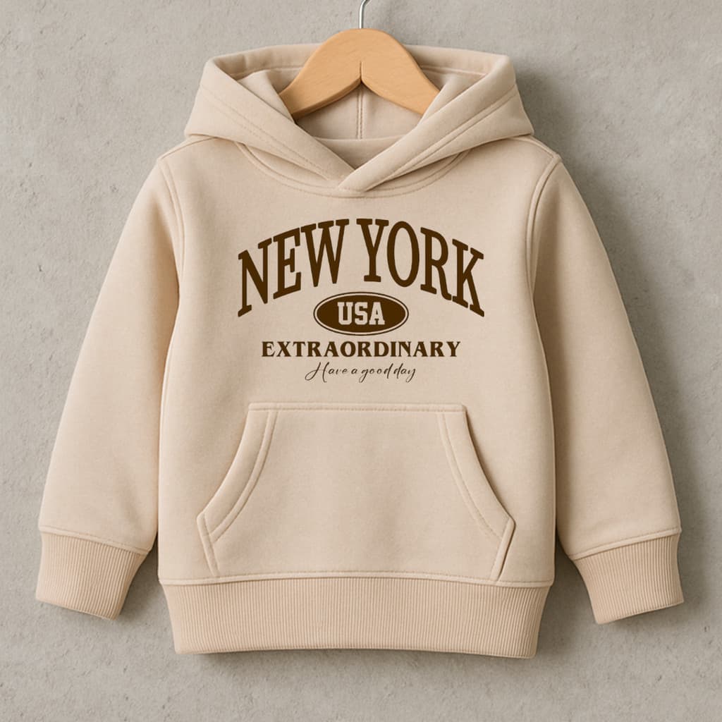 Moletom infantil Estampado New York ExtraordinaryCom Capuz Canguru Algodão Peluciado
