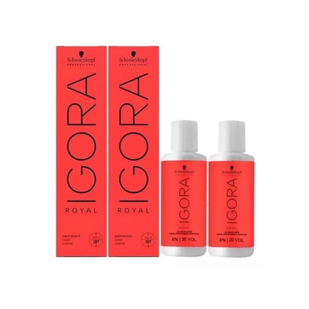 Kit Tinta Igora Royal 2un 5-0 + 2un Ox Água Oxigenada 60ml