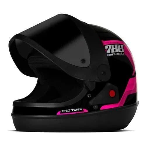 Capacete Pro Tork Sport Moto 788 Vis. Fumê Viseira automática Parece San Marino Moto Motoqueiro