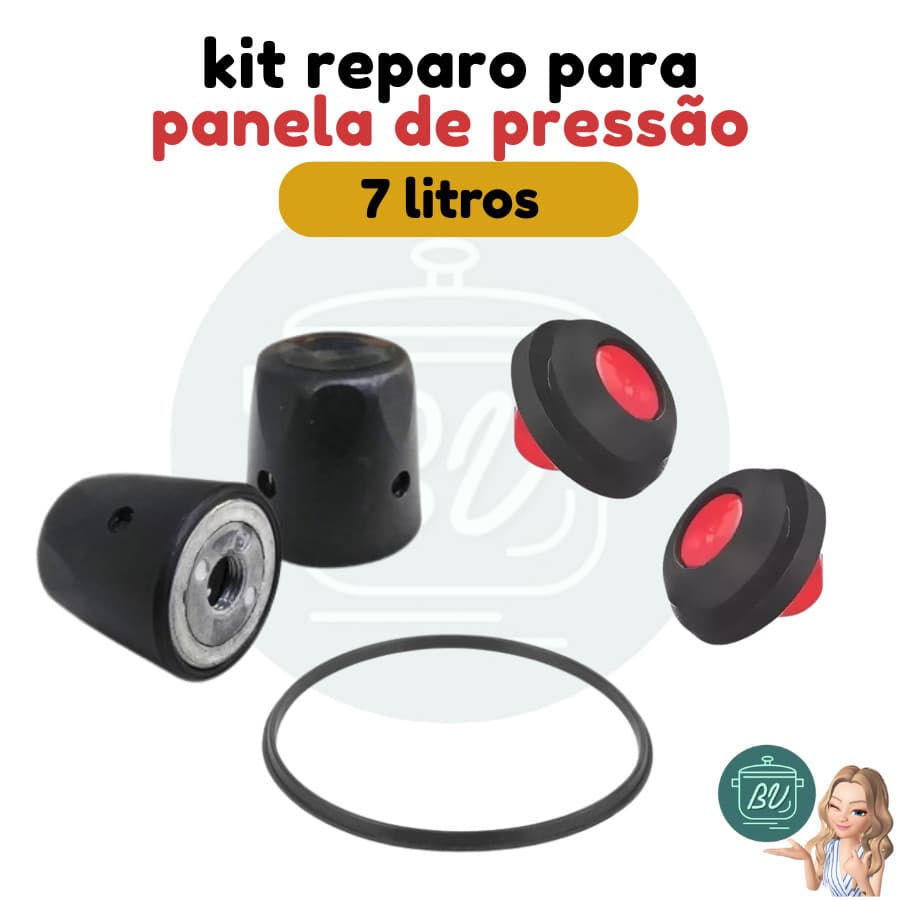 Kit reparo para panela de pressão (borracha, peso e válvula) 7 litros