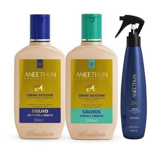 Kit Aneethun: Creme Silicone + Creme Ondas + Spray