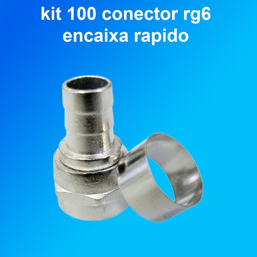 Pacote com 100 Conectores RG6 com Anilha – Alta Qualidade para Instalações de TV e CFTV