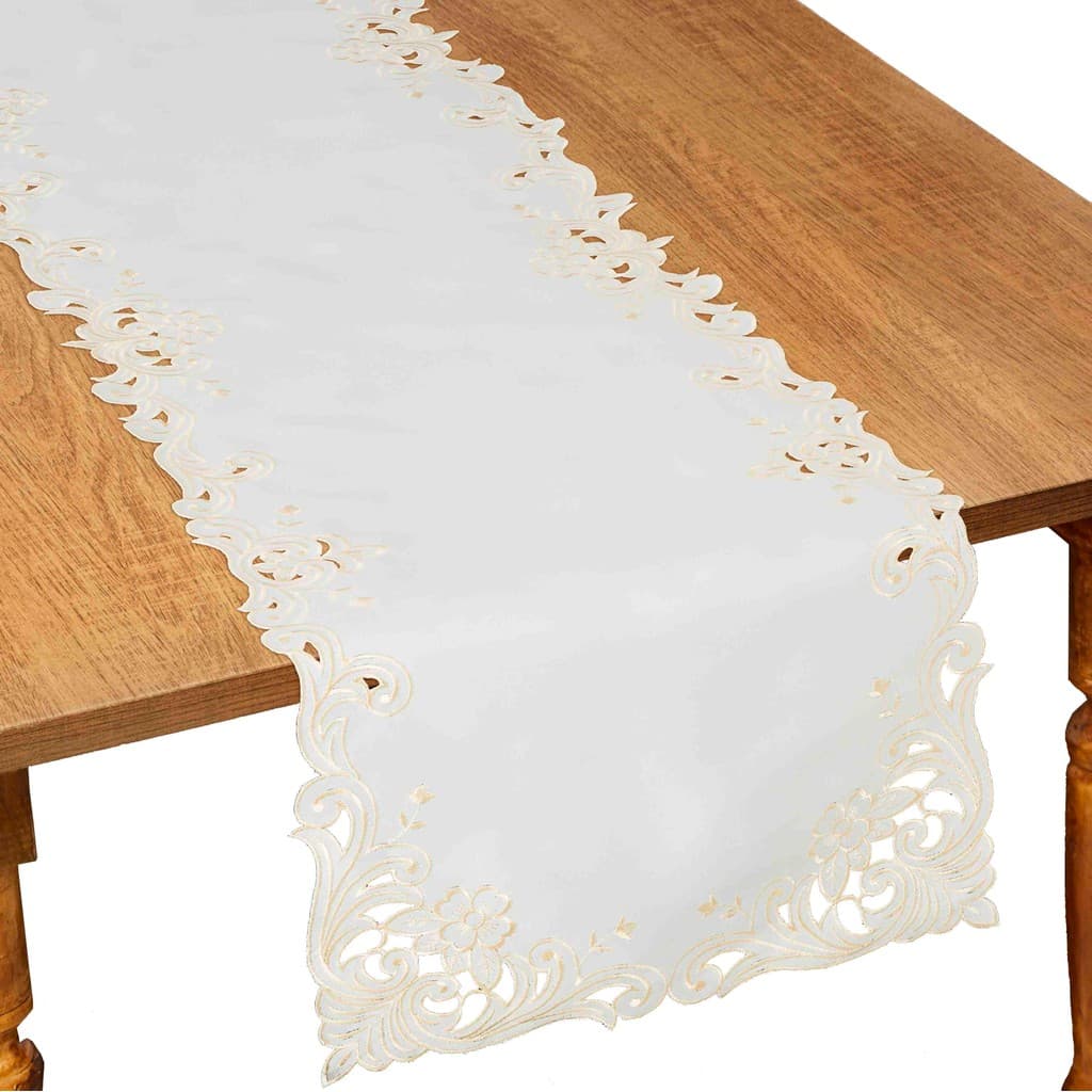 Kit Com 2 Caminho De Mesa Bege 38X130Cm Rafimex