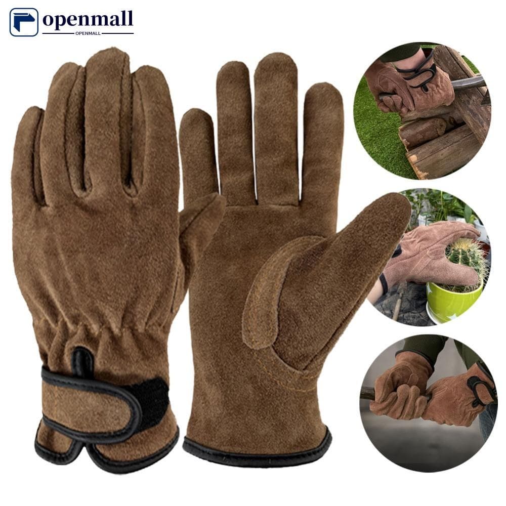 OMALL 1 Par De Luvas De Proteção De Couro Para Exterior , Acampamento , Soldagem , Jardinagem , Colheita , Levantamento