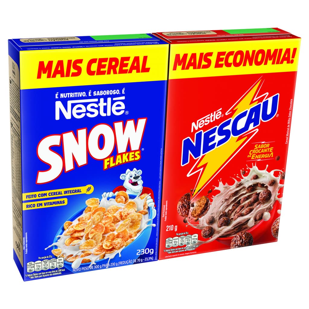 Kit Cereal Matinal Nescau 210g + Snow Flakes 230g Nestlé Embalagem Econômica