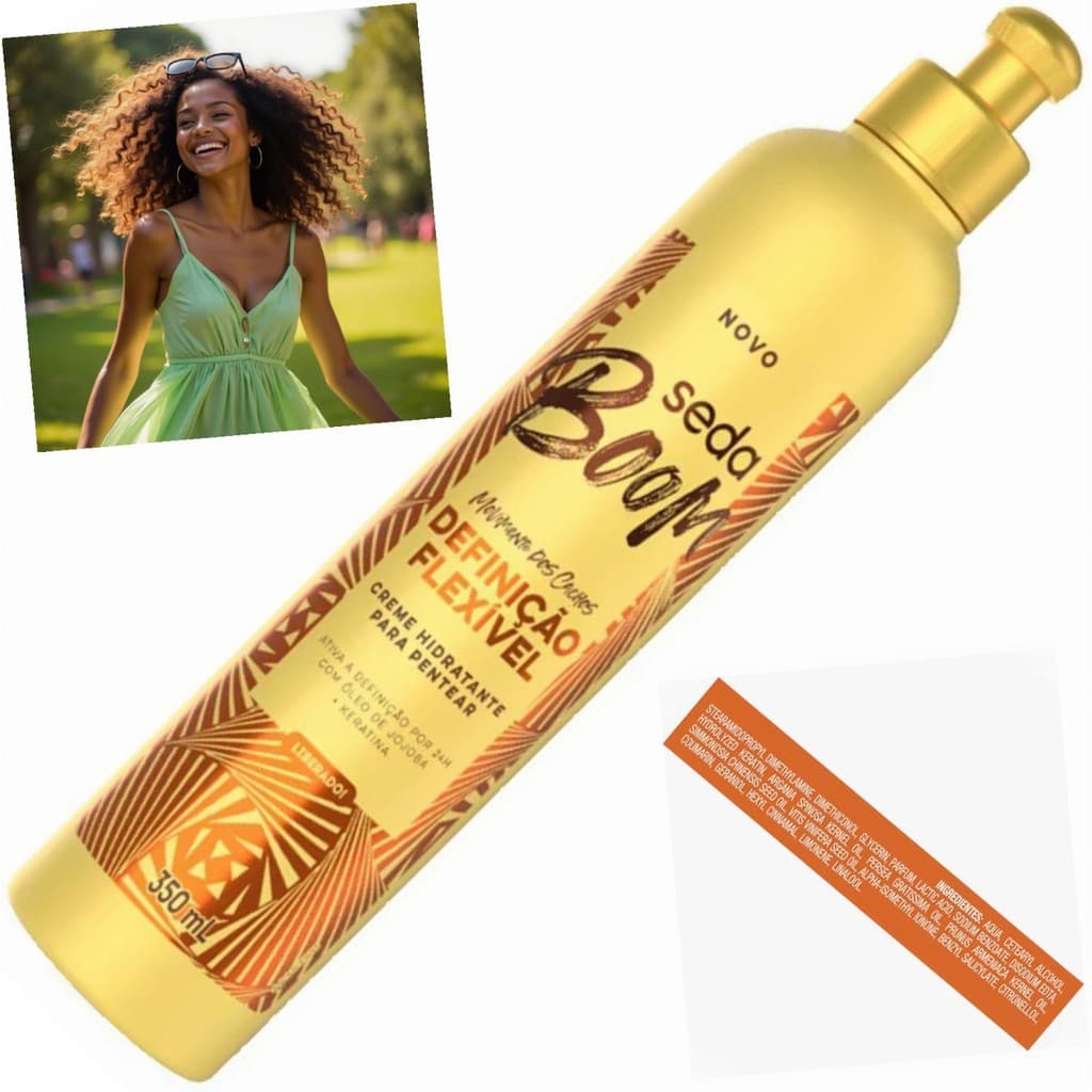 Creme Hidratante Pentear Seda Boom Pro Curvatura 350ml Define Ondulados Cacheados Frizz Controle