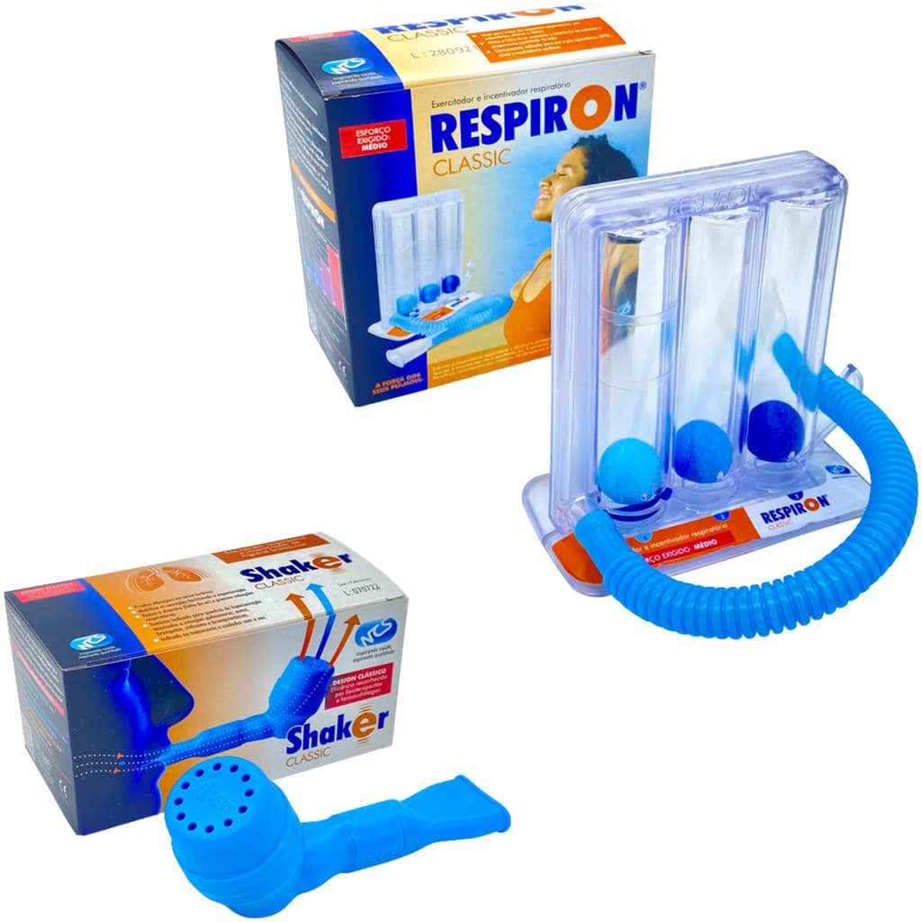 Kit Respiron Classic + Shaker Classic Original / Exercitador Respiratório Incentivador Inspiratório