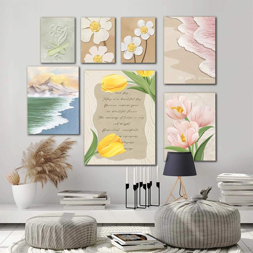 Quadros decorativos Padrões Finos Flores Do Mar Quarto Sala De Estar Decoração De Parede De Escritório