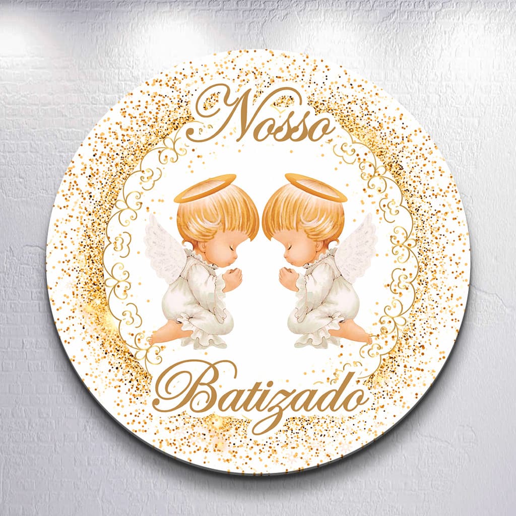 Decoração capa painel redondo Para Batizado festa Anjinho tamanhos grande e mini