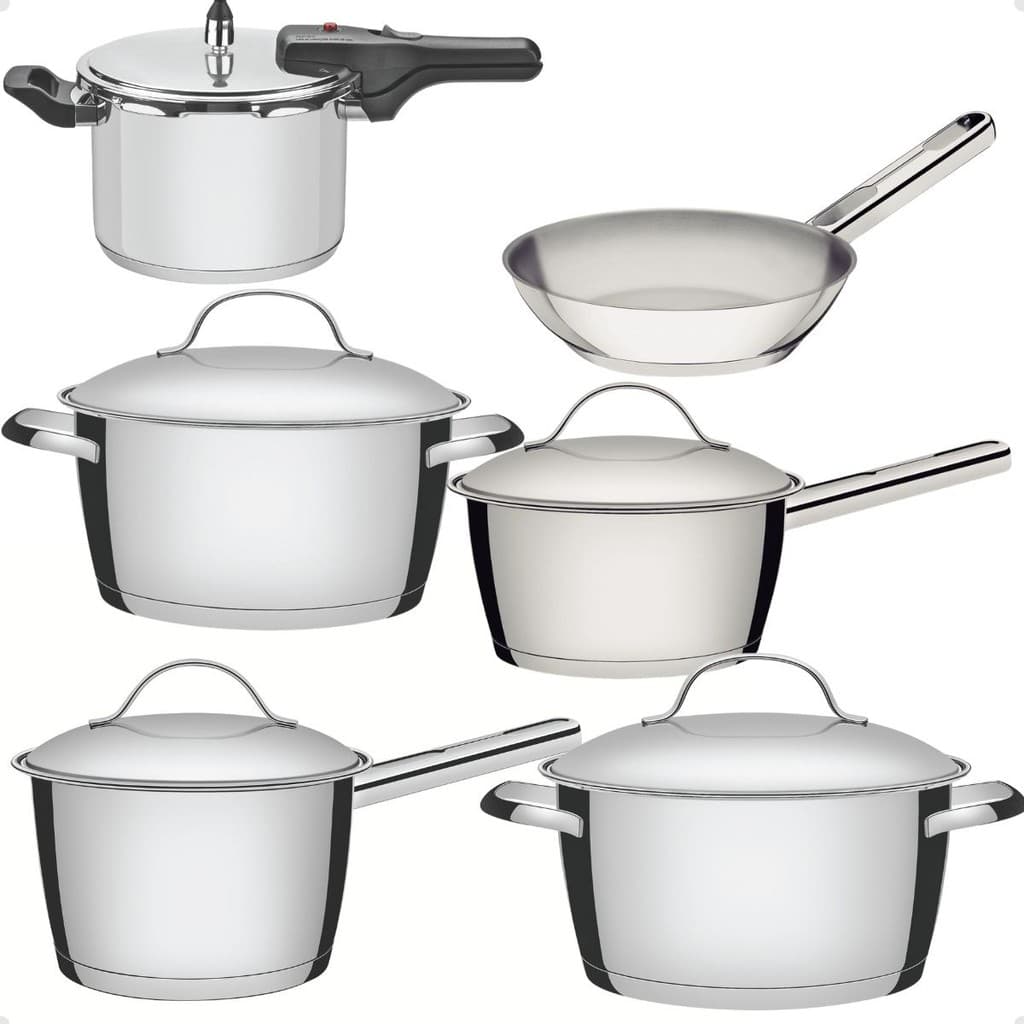 Jogo Panela Inox Pressão Indução Frigideira Tramontina 6 Peças